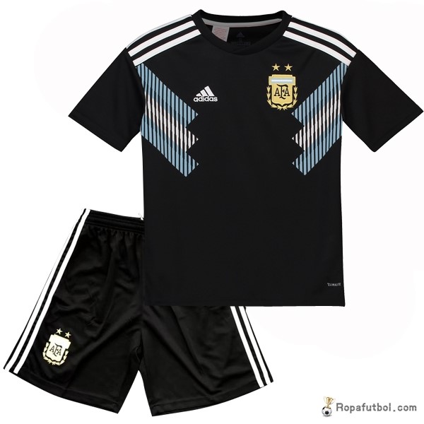 Camiseta Argentina Replica Segunda Conjunto De Niños 2018 Negro Azul